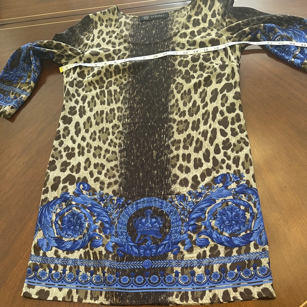 Versace Silk Leopard & Baroque Print Mini Dress – Authentic Italian Designer - Picture 6 of 15